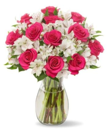 Alstro w/ Pink Roses Bouquet بوكيه السترو مع زور وردية
